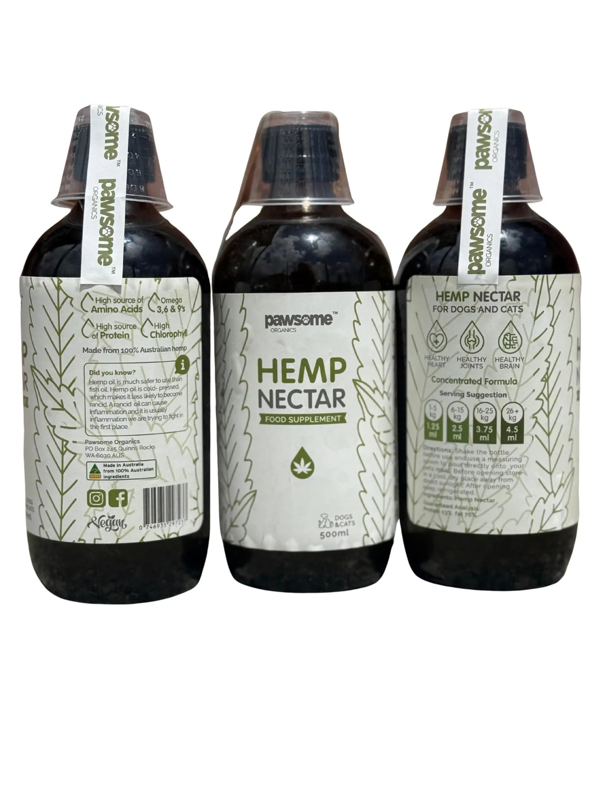 Pawdrop Hemp Nectar 100ml pet supplement bottle, promoting calming and joint health for dogs and cats.