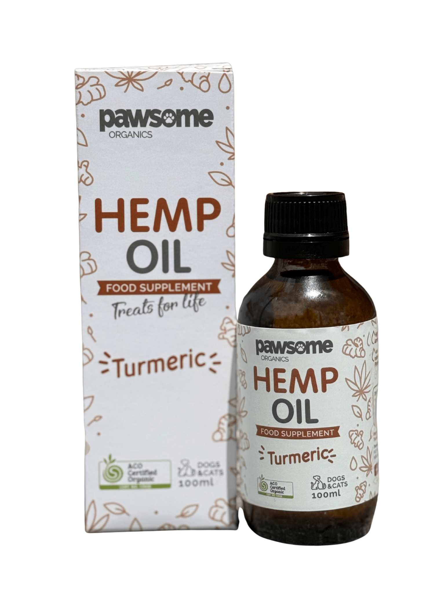 Pawdrop Joint Support Oil for Dogs and Cats, organic hemp and turmeric pet supplement in 100ml bottle with natural ingredients.